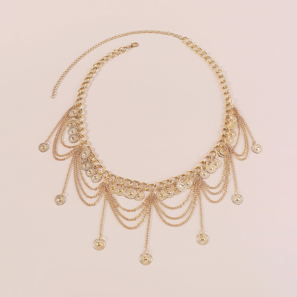 Wholesale  chain personality geometric metal texture waist chain