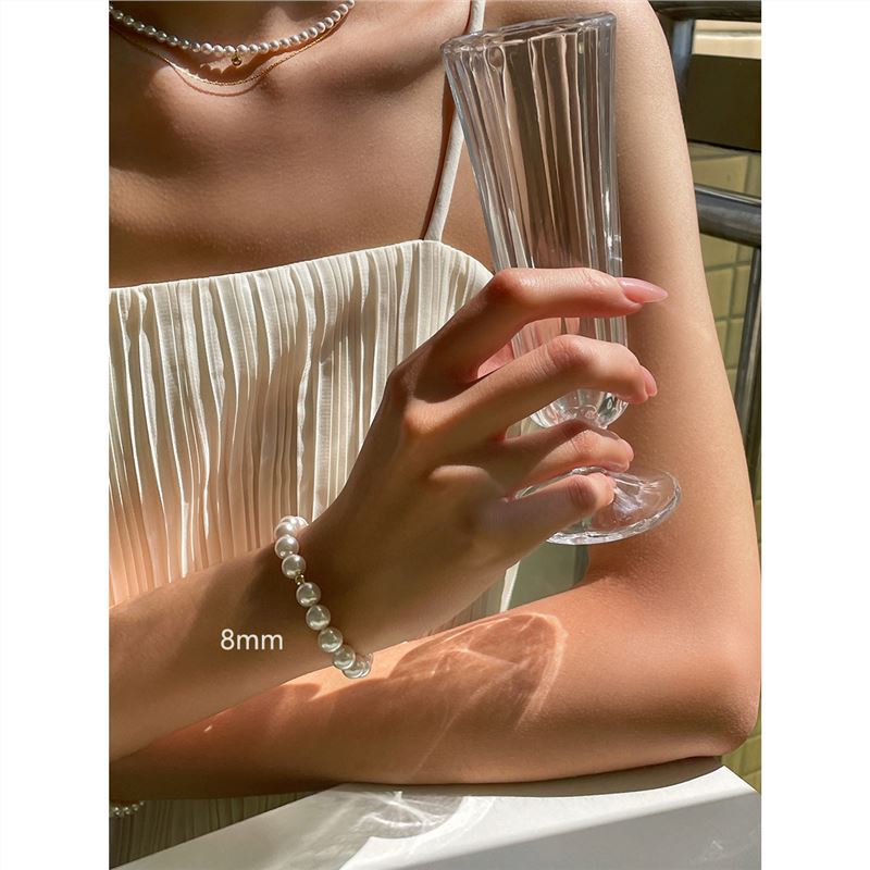 Wholesale  pearl bracelet  14K gold round beads elastic rope bracelet