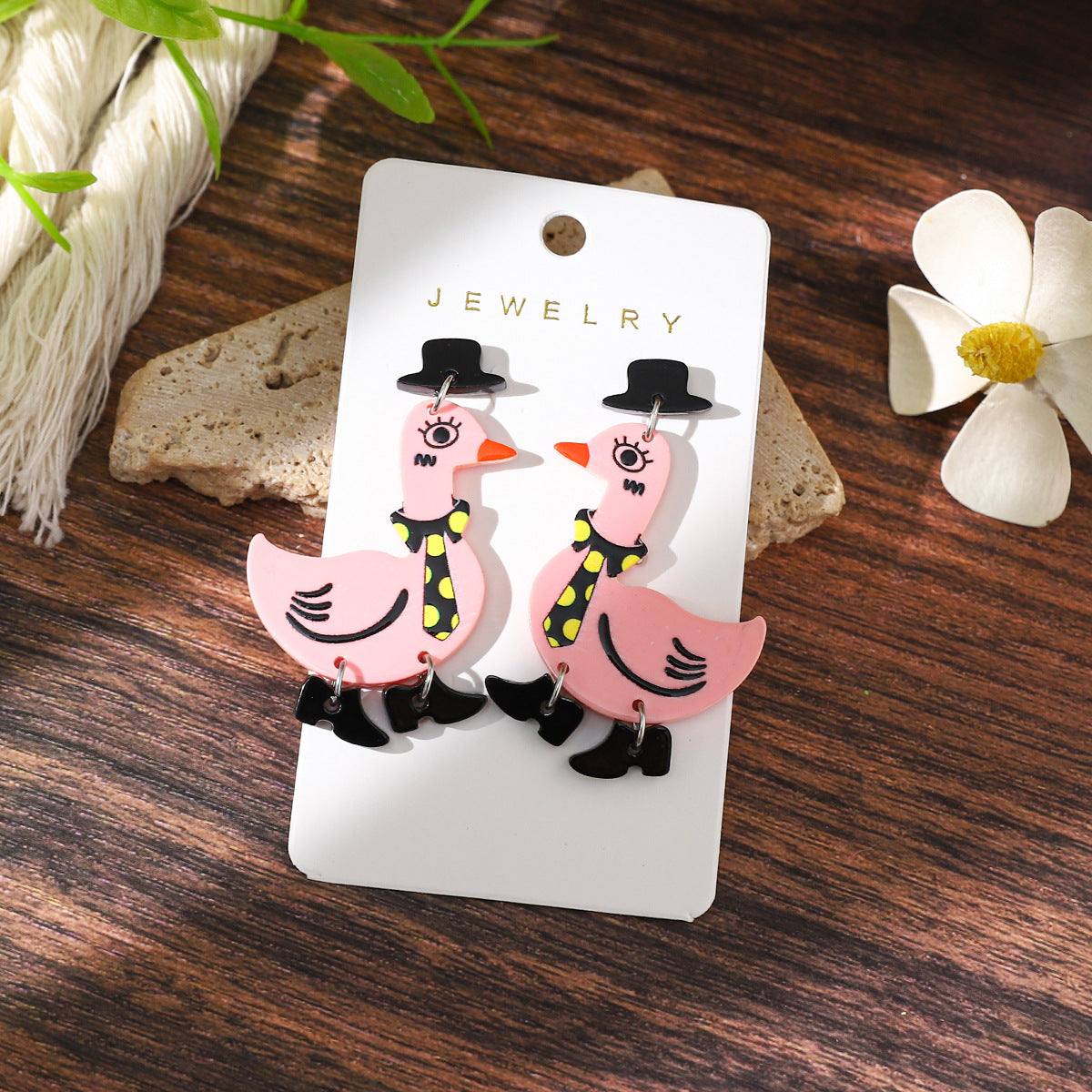 Wholesale Cute Funny Tie Duck Earrings