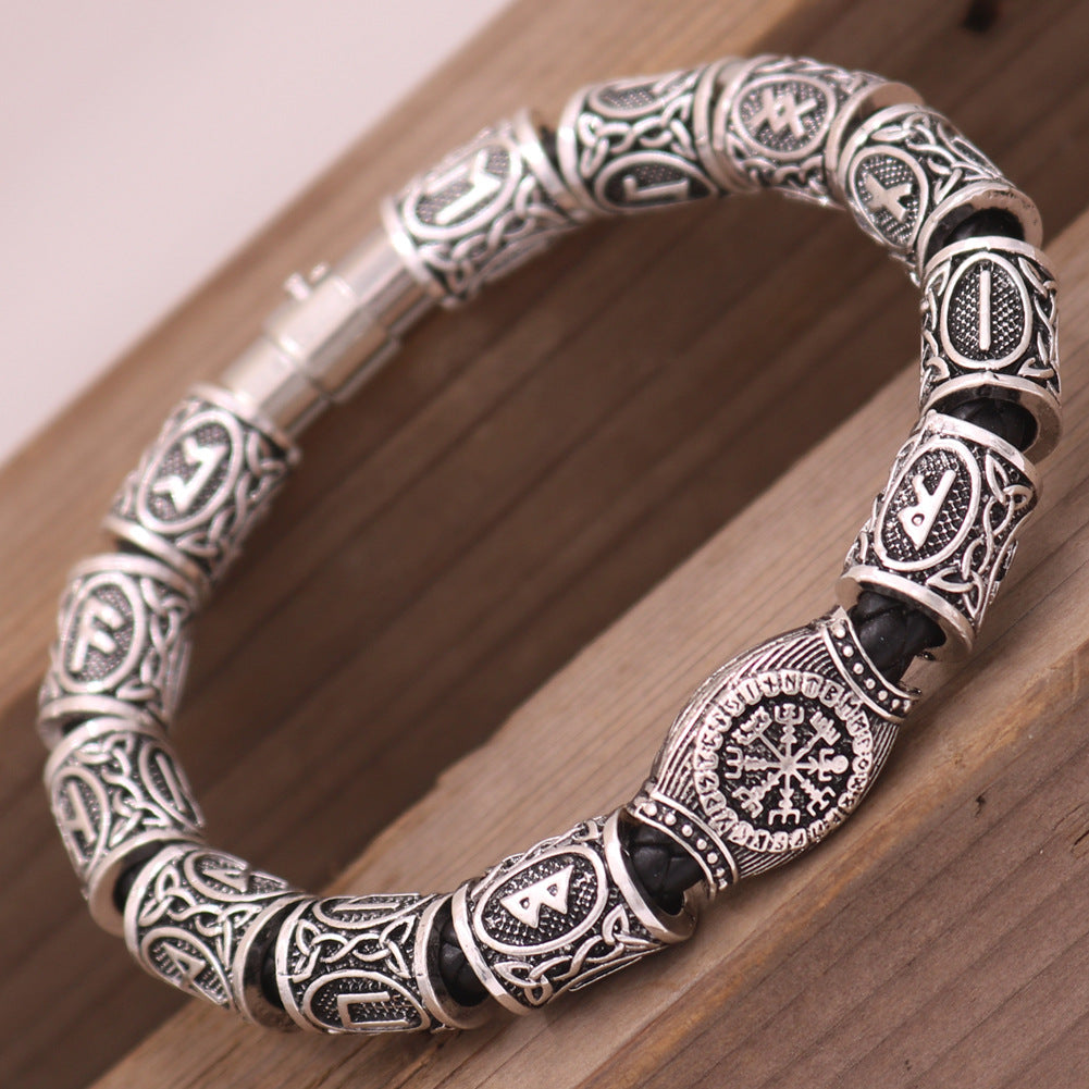 Wholesale Viking Odin Rune Compass Beard Beads Alloy Bracelet ACC-BT-Hongg001