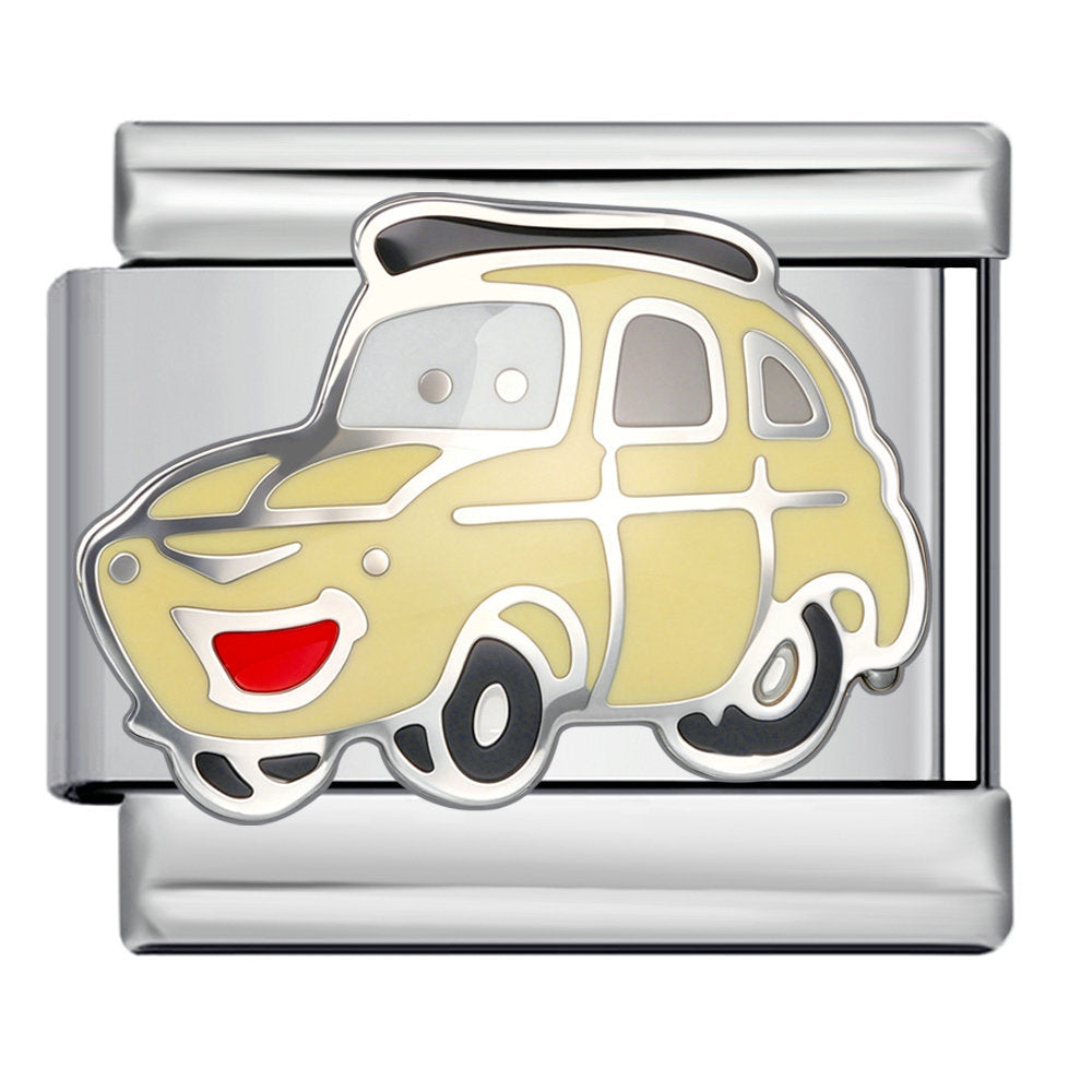 Wholesale Cartoon Car Design Stainless Steel Italian Modular Bracelet DIY Jewelry Accessory Gift Boutique