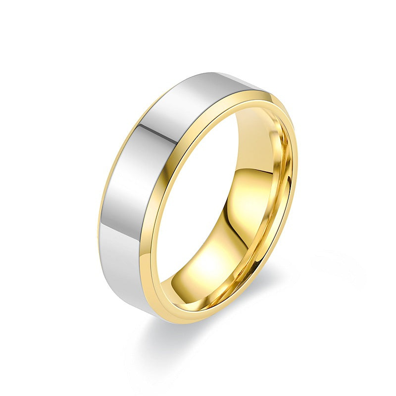 Wholesale titanium steeltwo-color gold ring