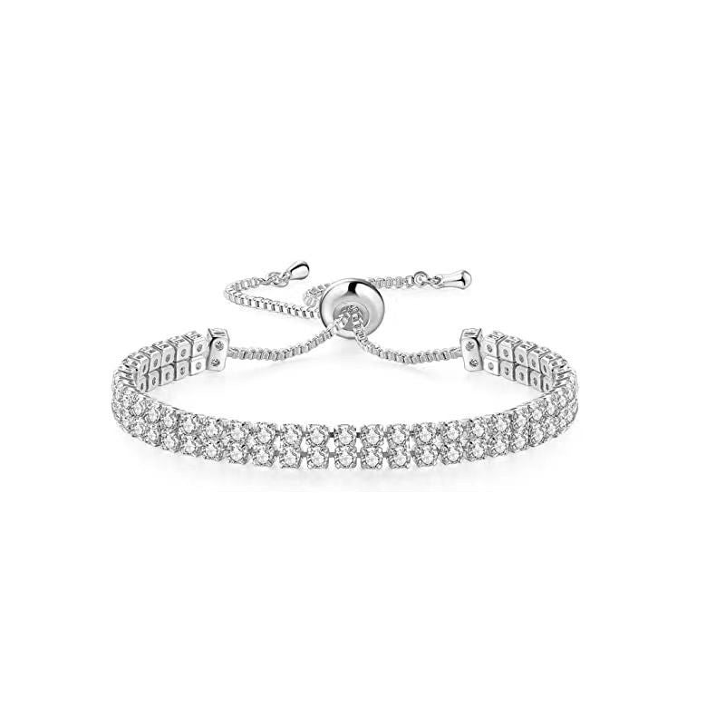 Wholesale White Zircon Tennis Pulling Bracelet Set