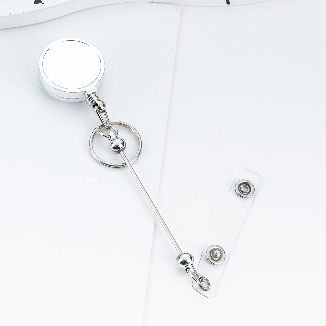 Wholesale DIY retractable card holder buckle Beadable Keychains