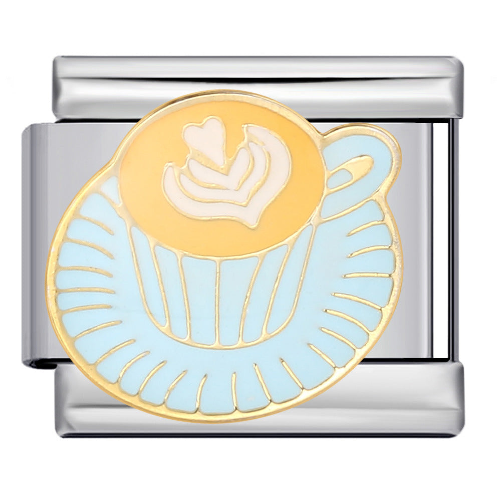 Wholesale Italian Charm Bracelet 9mm DIY Splicing Removable Cartoon Food Element Stainless Steel Composable Bracelet