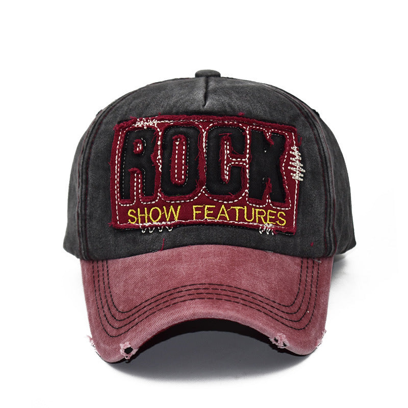 Wholesale Trendy Yellow Hip Hop Baseball Cap Patchwork Distressed Washed Cotton Adjustable Wide Brim Street Fashion Accessory For Men And Women