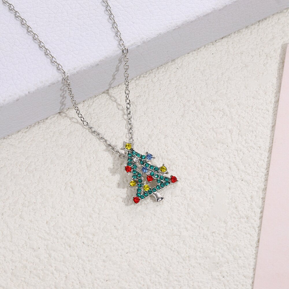Wholesale Color Christmas Tree Diamond Earrings Necklace Bracelet suit