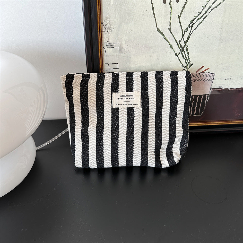 Wholesale Chic Striped Canvas Makeup Bag For Women Large Capacity Portable Toiletry Organizer Everyday Use Great For Resale