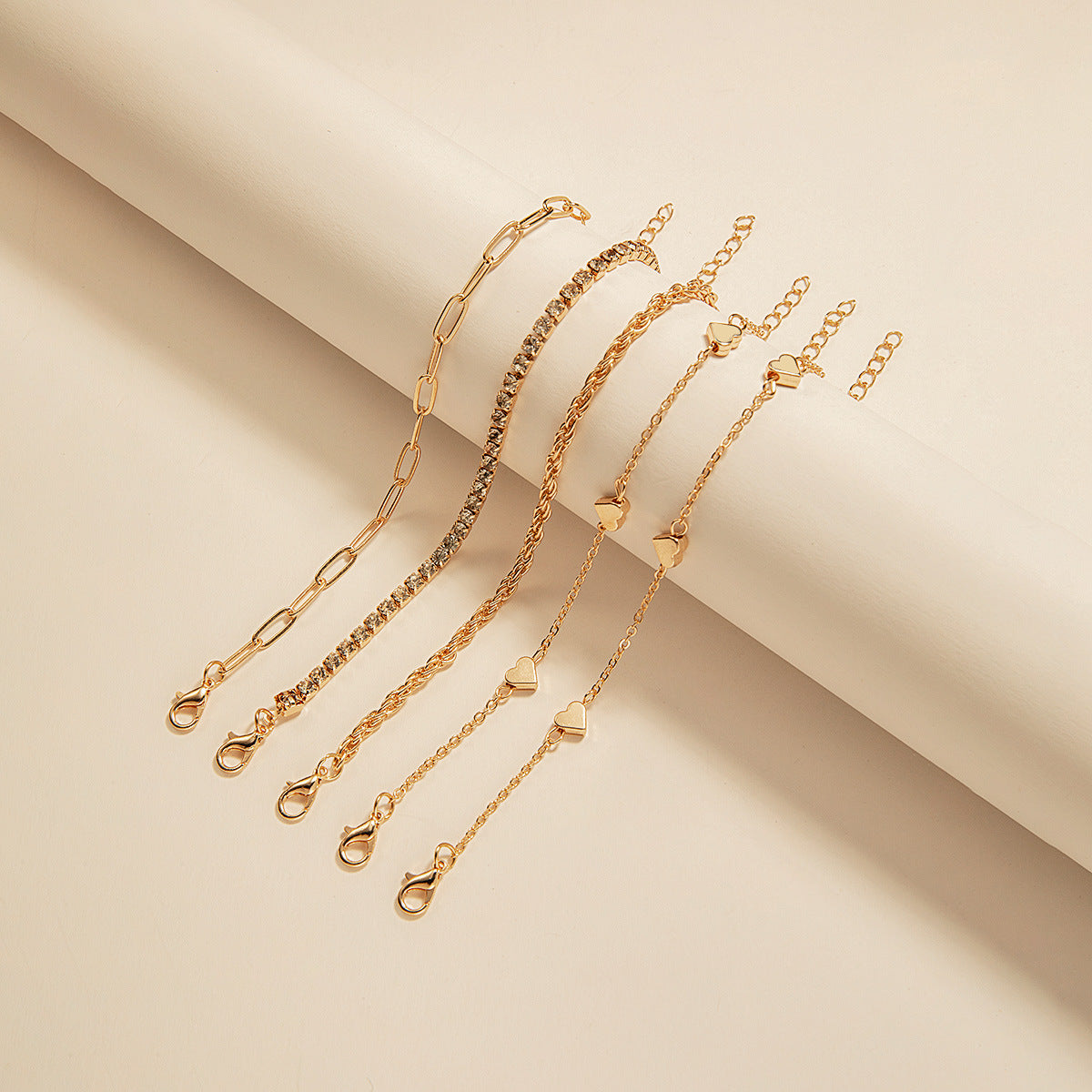 Wholesale 6Pcs Boho Minimalist Multi Layer Chain Bracelets For Women Electroplated Zinc Alloy Fashion Jewelry Accessory Great For Gift