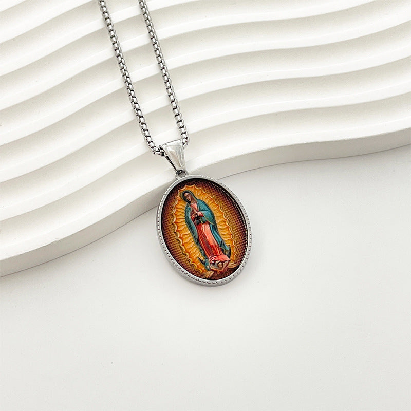 Wholesale Western Style Retro Enamel Oval Pendant Necklace