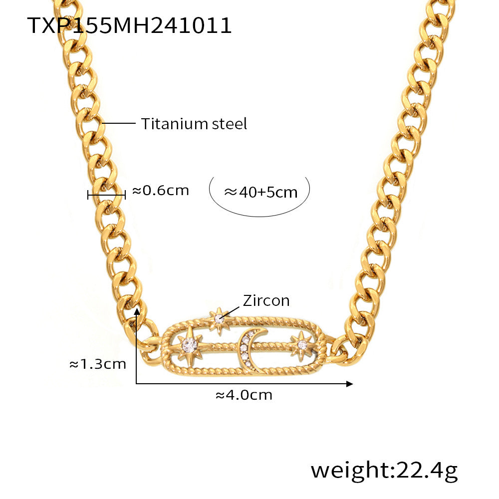 Wholesale  Star Moon Lightning Titanium Steel Necklace Bracelet