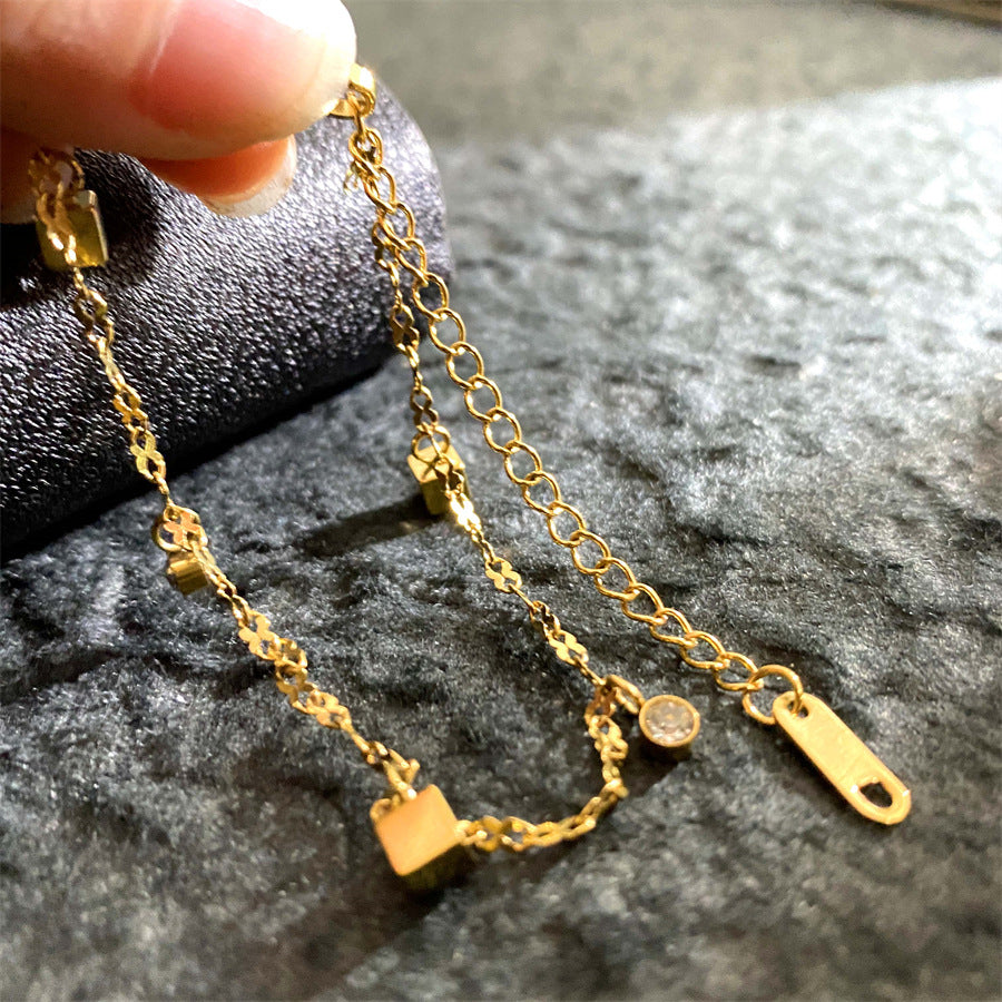 Wholesale Starry Sky Zircon Bracelets Small Cube Titanium Steel Bracelets Luxury Bracelet ACC-BT-YuXun003