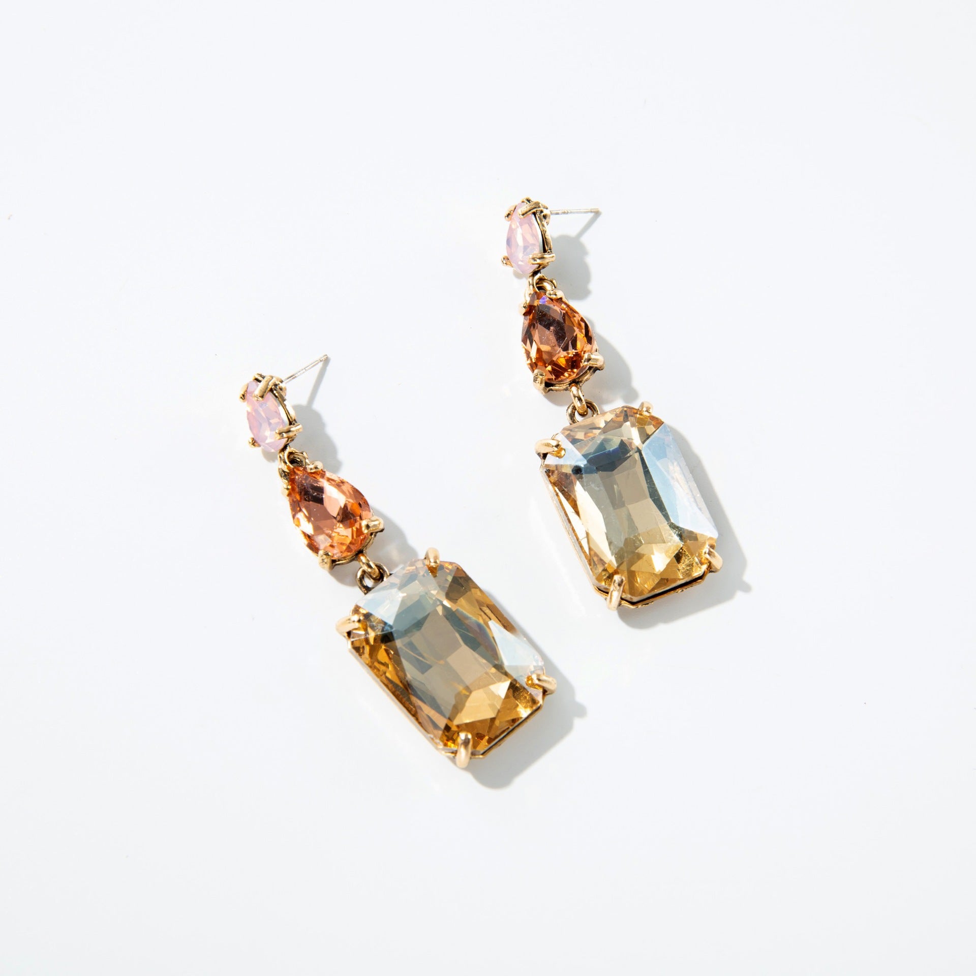 Wholesale Gemstone Series Geometric Square Drop Crystal Earrings ACC-ES-Qunq002