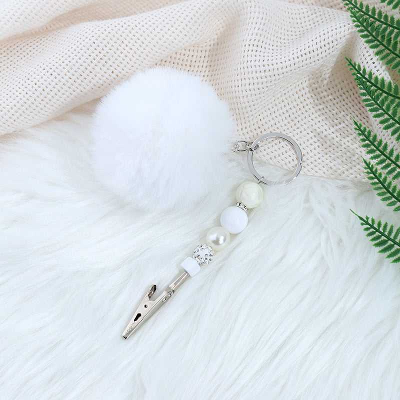 Wholesale Contactless Alligator Clip Bank Card Remover Fur Ball Beaded Metal Keychain ACC-KC-ZhiYa021