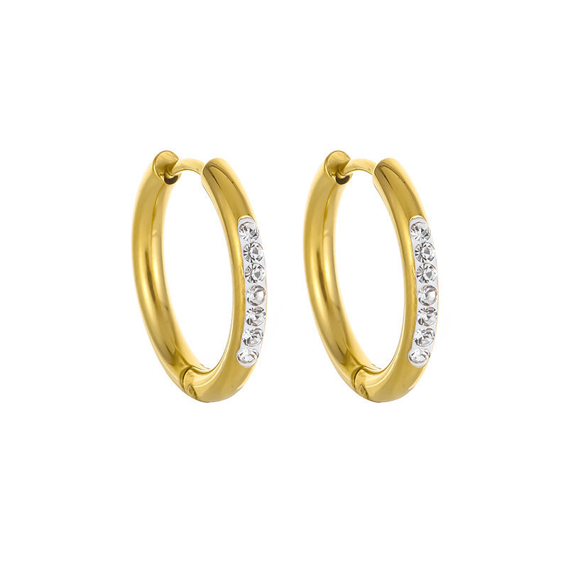 Wholesale 18K gold-plated copper earrings set with zircon