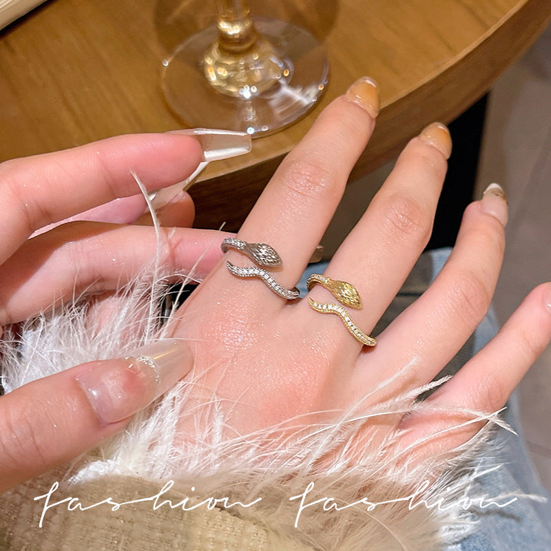 Wholesale Personalized Snake-Shaped Zircon Open Ring