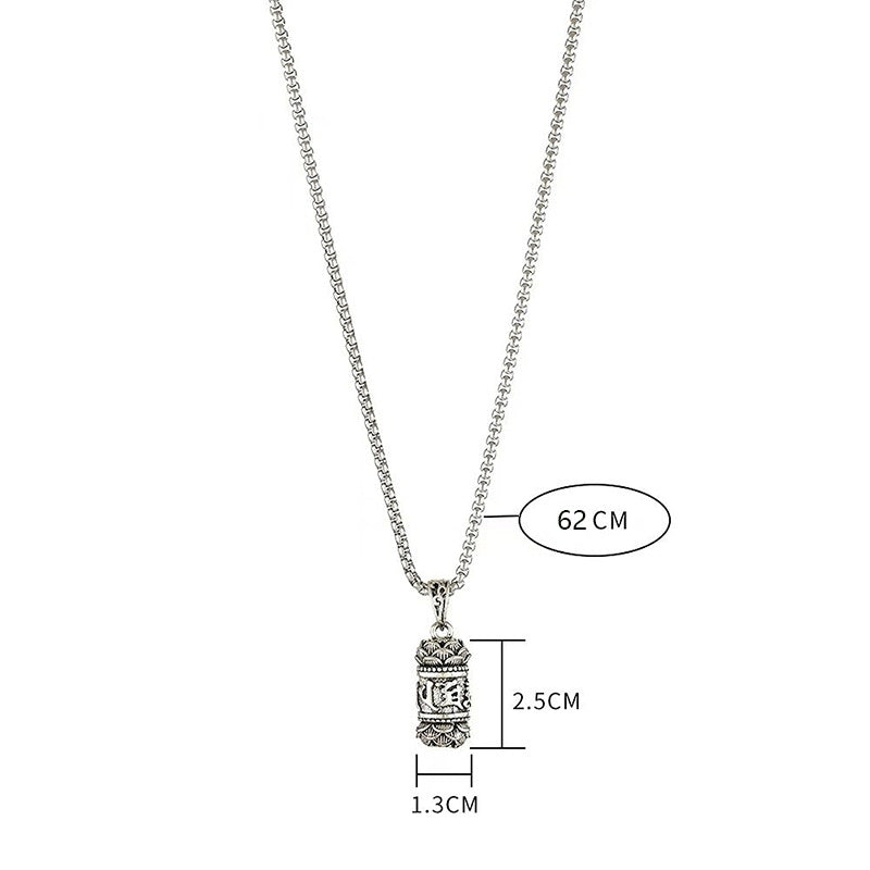 Wholesale Retro Six Syllable Mantra Pendant Necklace For Men Alloy Snake Bone Chain Fashion Jewelry Gift