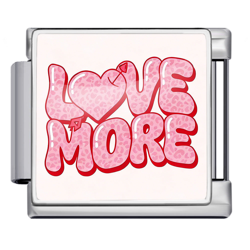 Wholesale Titanium Steel Love Series Square Pattern Modular Bracelet For Valentine S Day Gifts