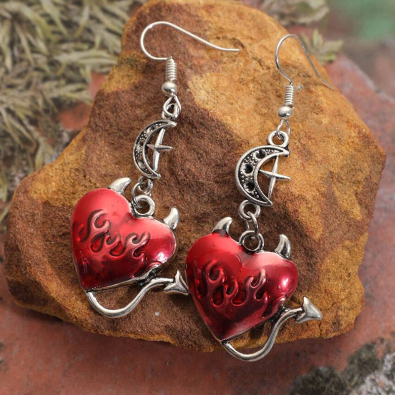 Wholesale Goth Theme Punk Red Heart Sexy Devil Earrings ACC-ES-MLR003