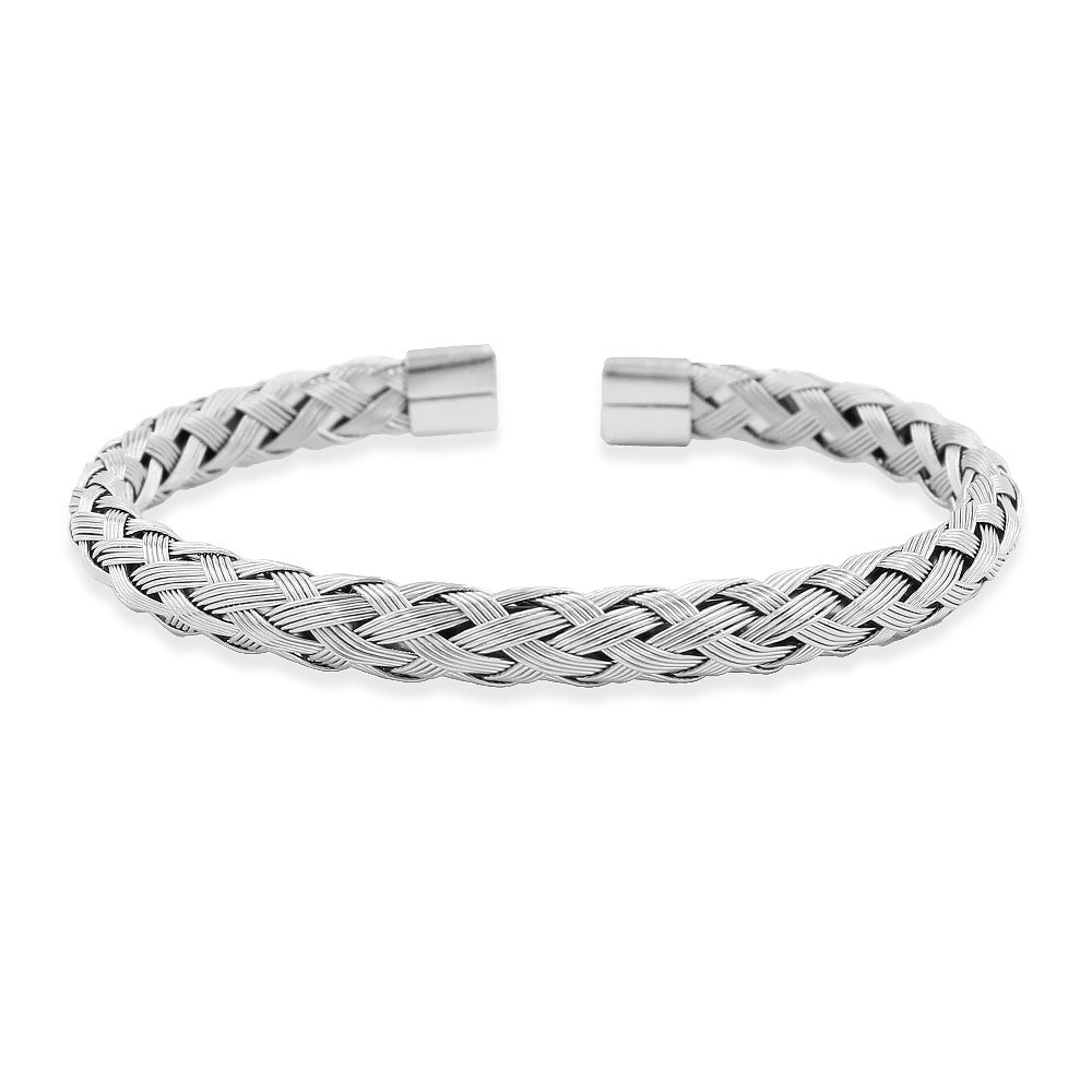 Wholesale Stainless Steel Bracelets Braided Wire Open Bracelet ACC-BT-Yueshi002
