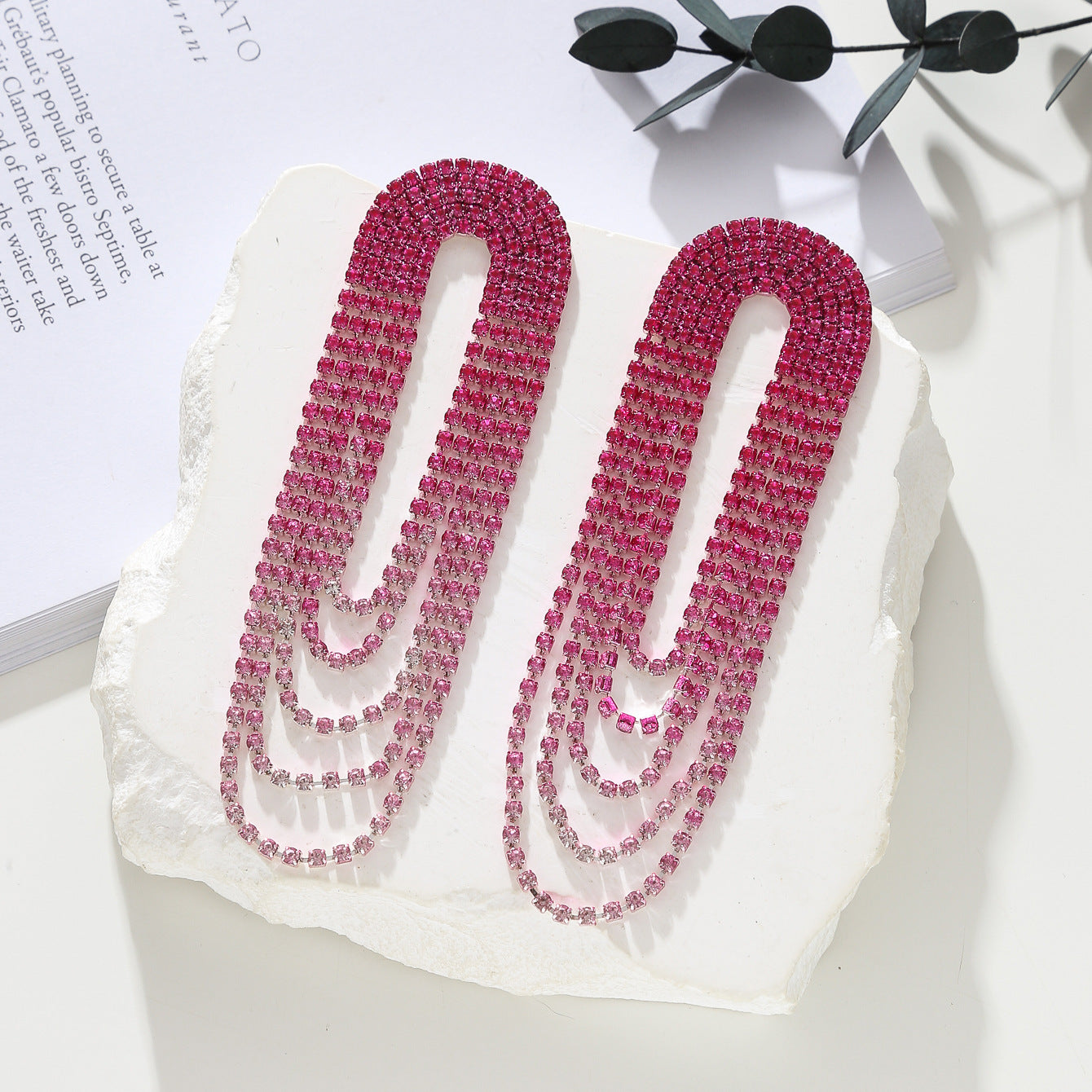 Wholesale  Luxury Shiny Rhinestone Long Earrings