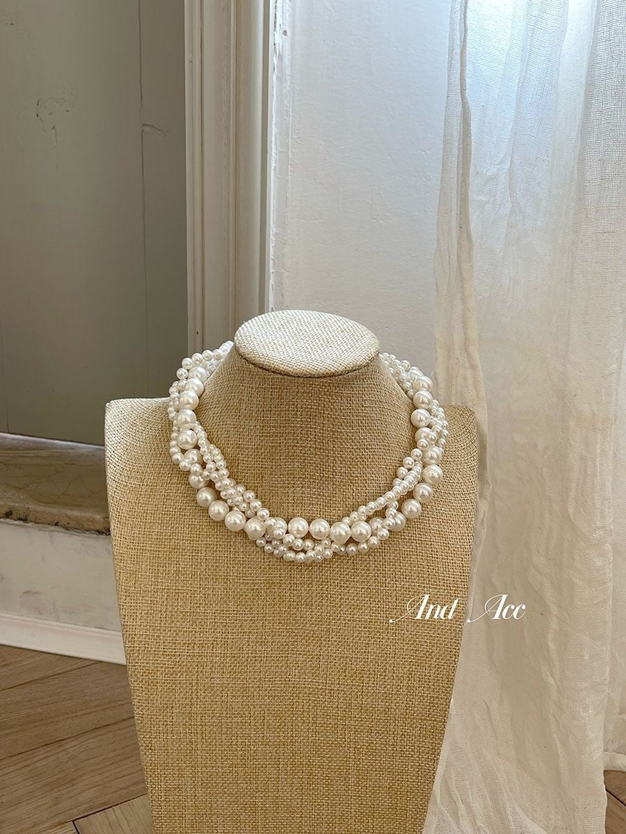 Wholesale Multi-layer glass pearl necklace