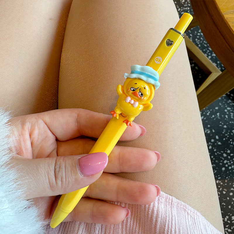 Wholesale Cute Cartoon Yellow Duck with Cute  Heart Student Gel Pen