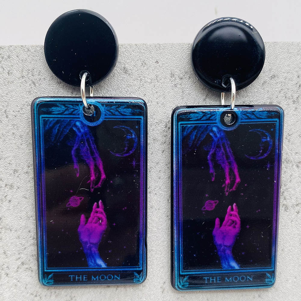 Wholesale Halloween Skull Tarot Card Double-Sided Acrylic Pendant Earrings