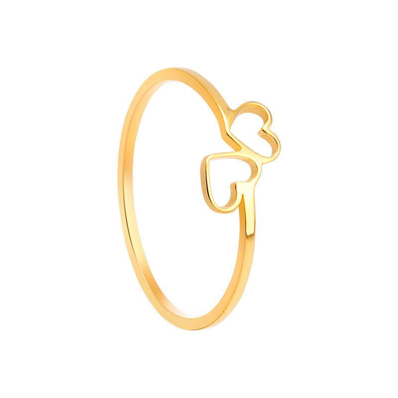 Wholesale Titanium Steel Heart Cut Out Ring Set for Couples - Fashion Accessory Gift