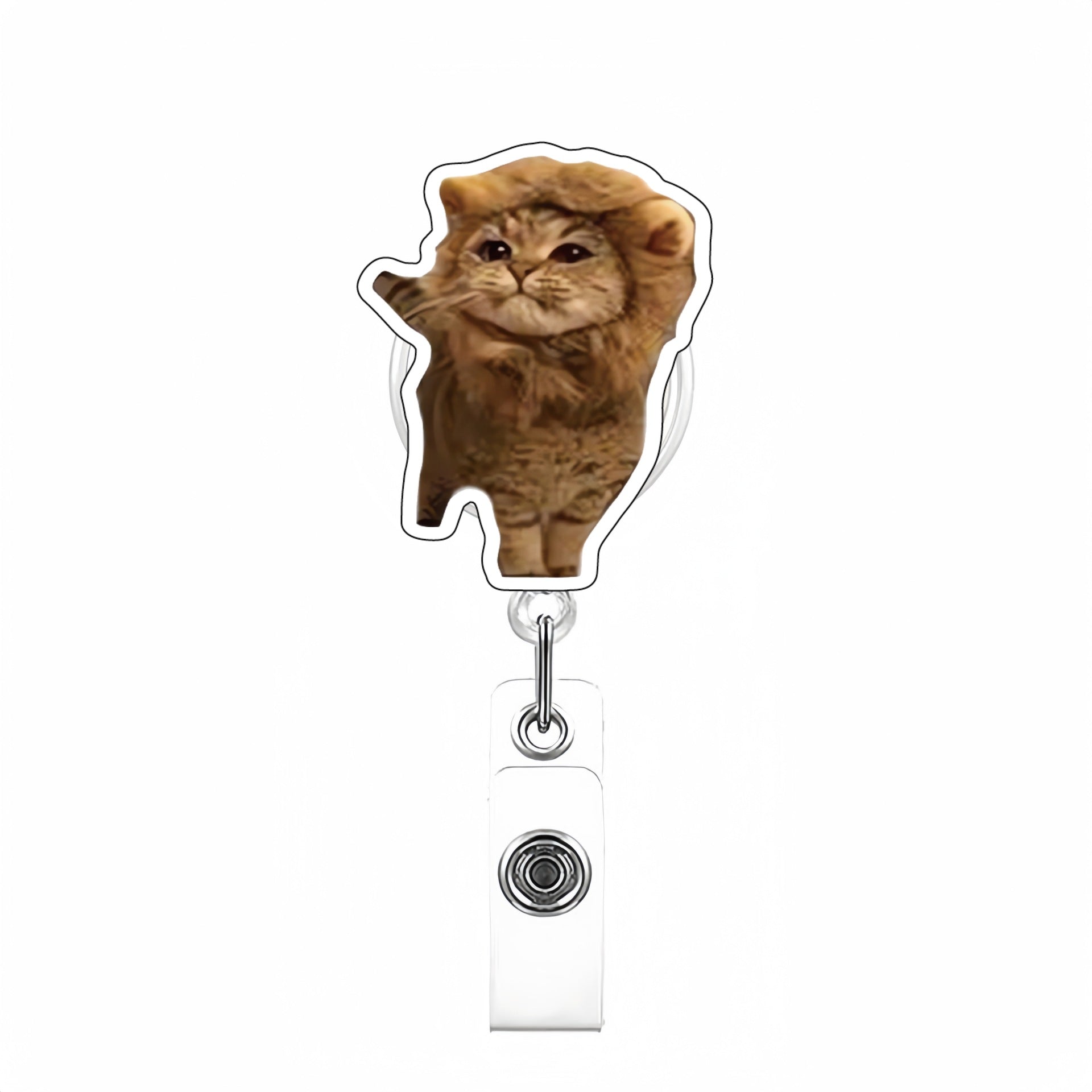 Wholesale Cute Cat Acrylic Retractable Rotating Badge Keychain