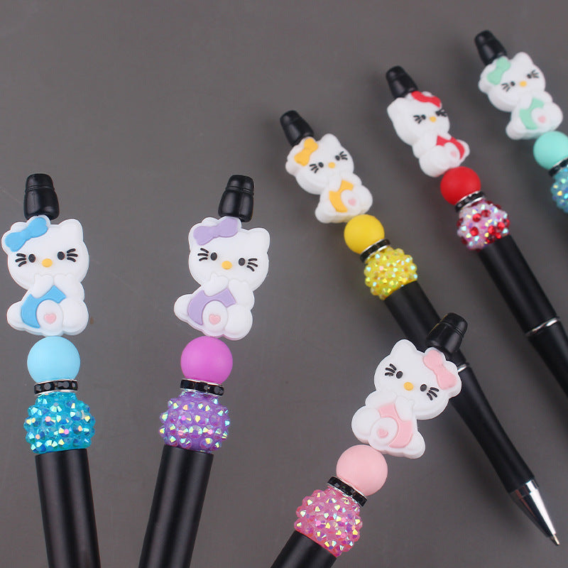 Wholesale  cartoon  cat silicone small gum beaded pen
