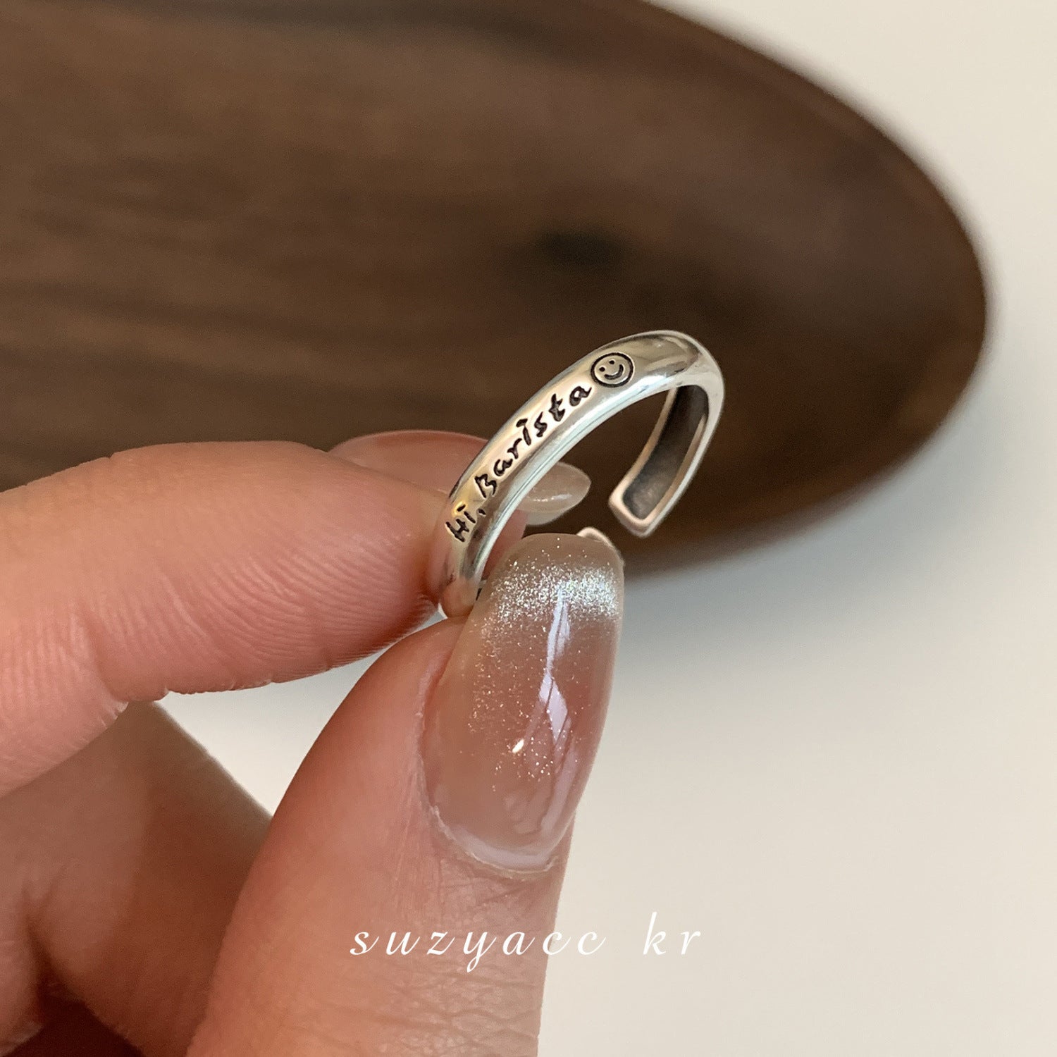 Wholesale S925 Sterling Silver Square Smiley Face Ring