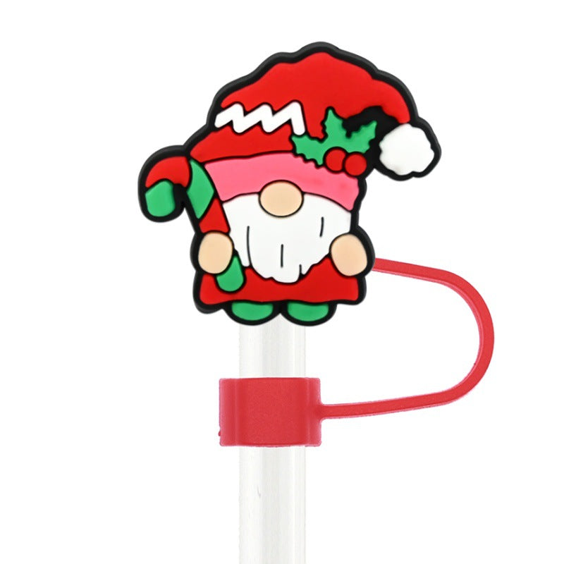 Wholesale Random 100pcs  Christmas series  10mm PVC Soft Straw Tube Cap