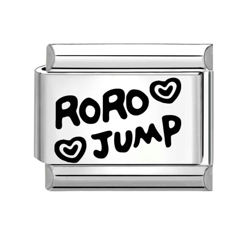 Wholesale Italian Charm Bracelet 9mm DIY Splicing Black and White Lettering Stainless Steel Composable Bracelet