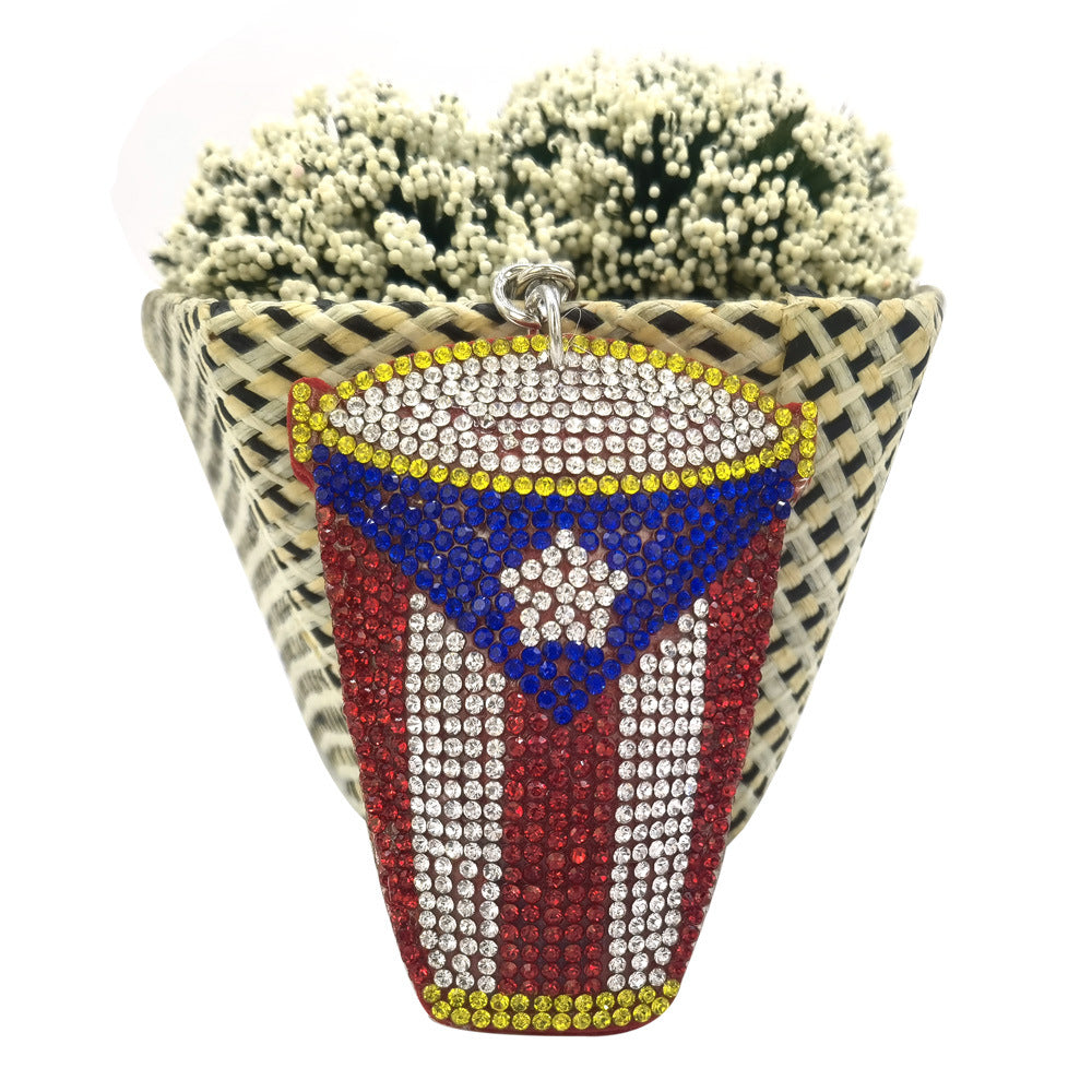 Wholesale Rican tambourine shape hot drill hot figure keychain