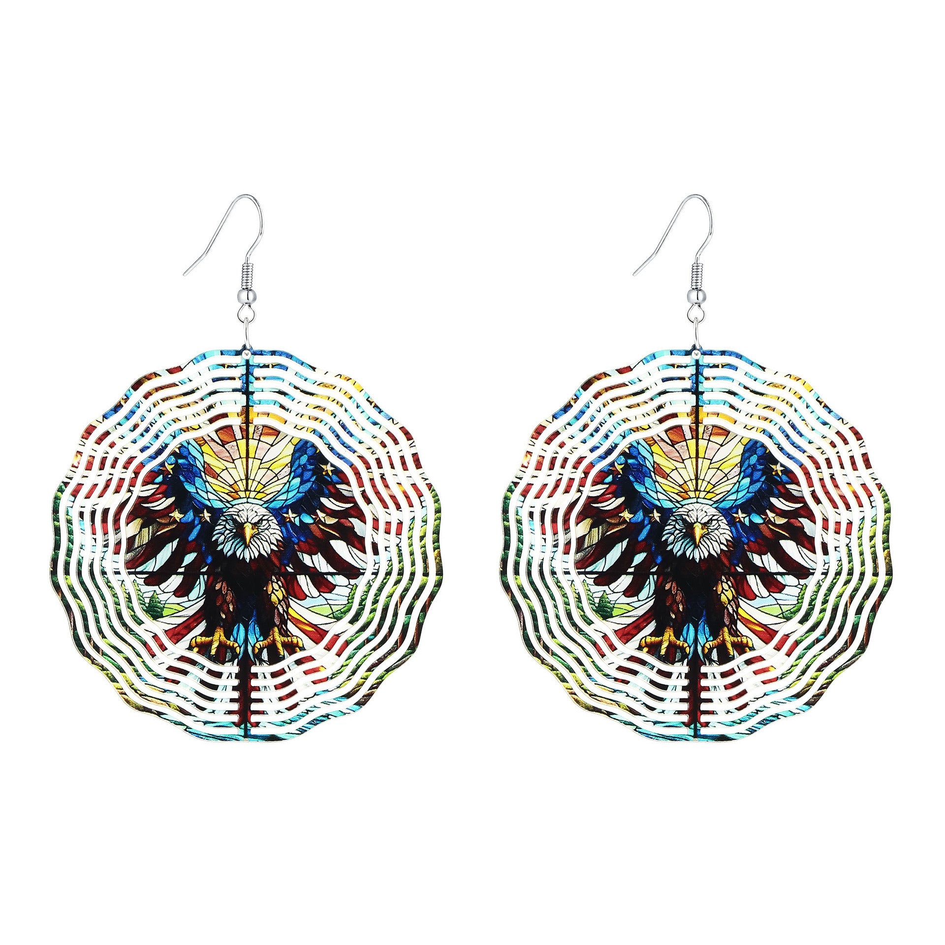 Wholesale  acrylic earrings  personality colorful eagle round large earrings