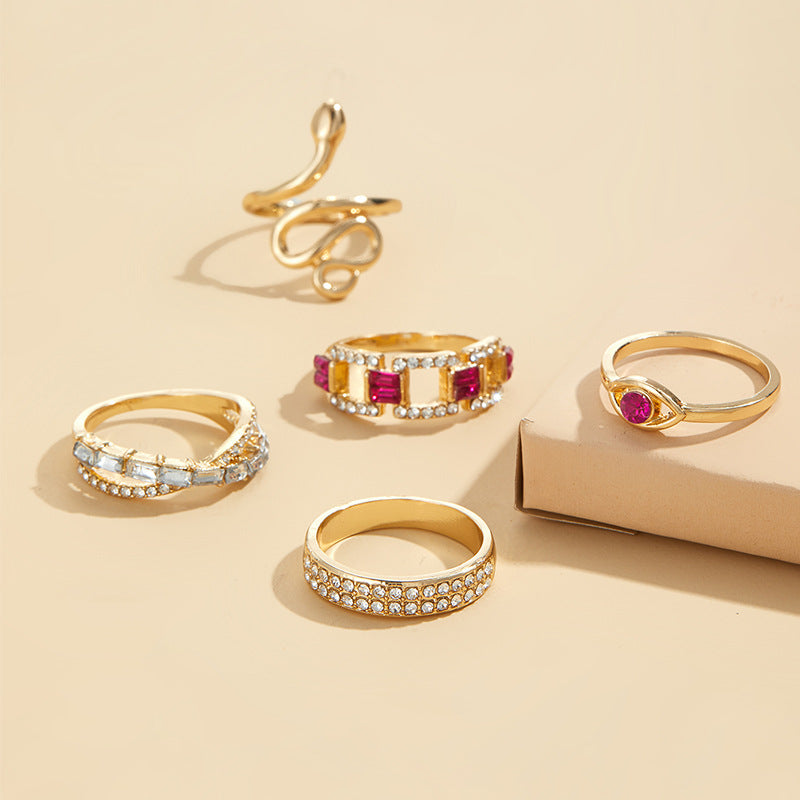 Wholesale Exaggerated Jewelry Alloy Diamond Snake Ring suit