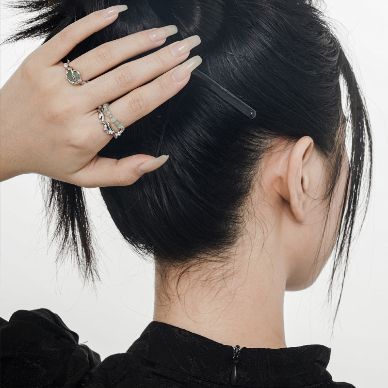 Wholesale Ethnic Style Bamboo S925 Sterling Silver Natural Stone Rings ACC-RS-YWE002