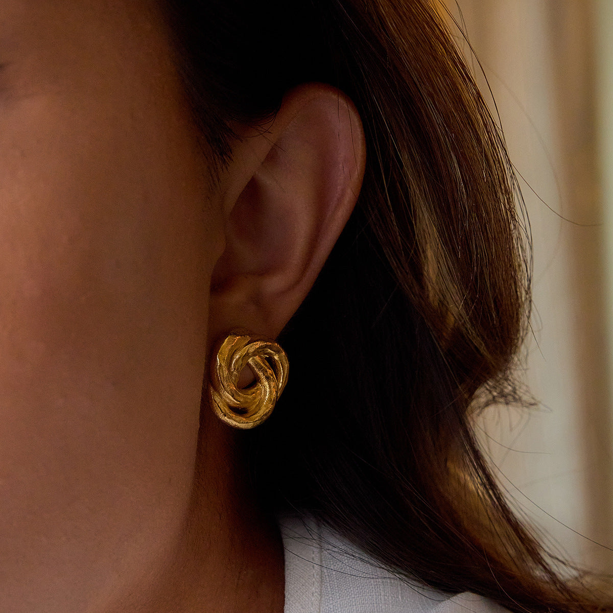 Wholesale 14K Gold Stainless Steel Vintage Line Wrap Earrings