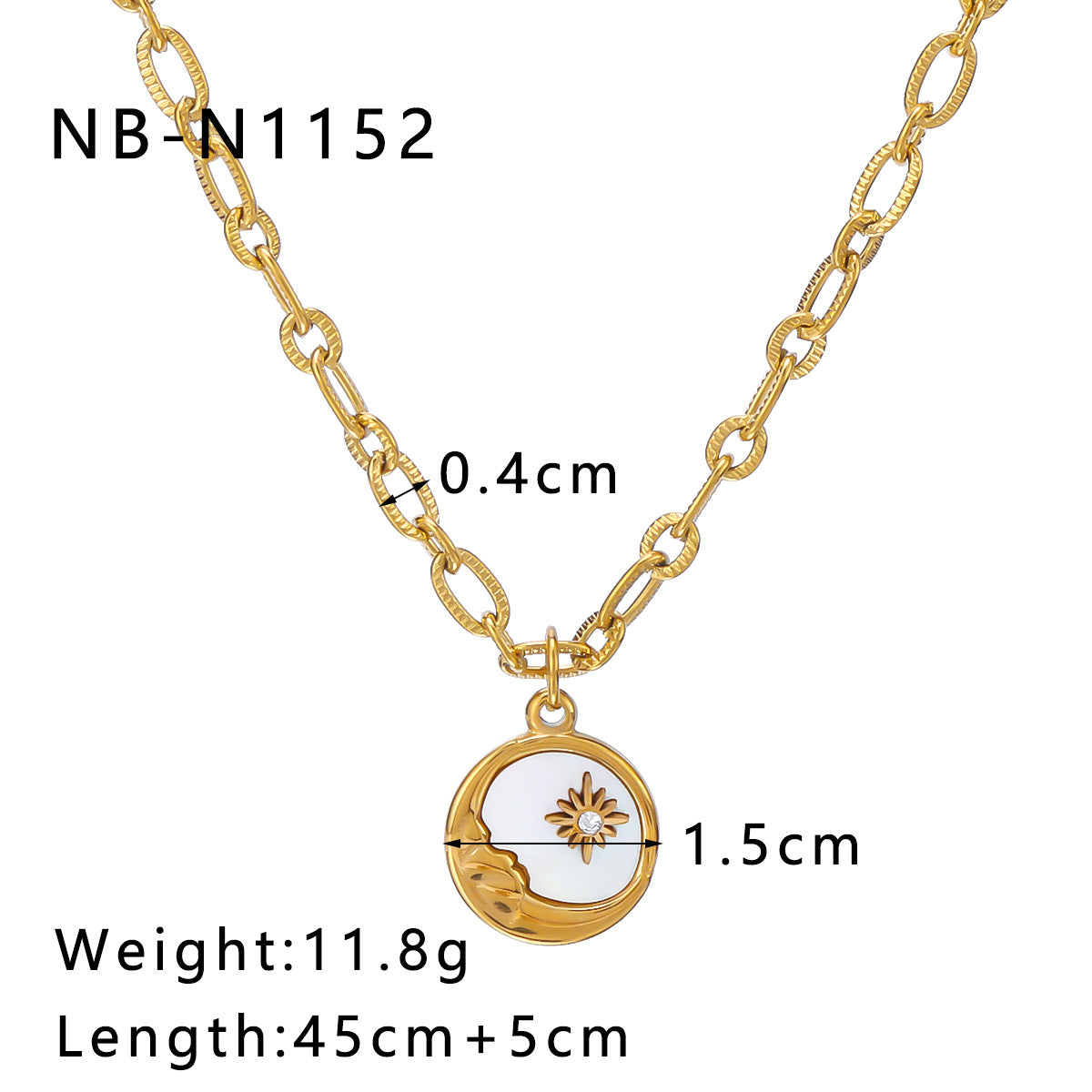 Wholesale  18K Gold Plated Stainless Steel Sun Star Moon Diamond Pendant  Necklace Clavicle Chain