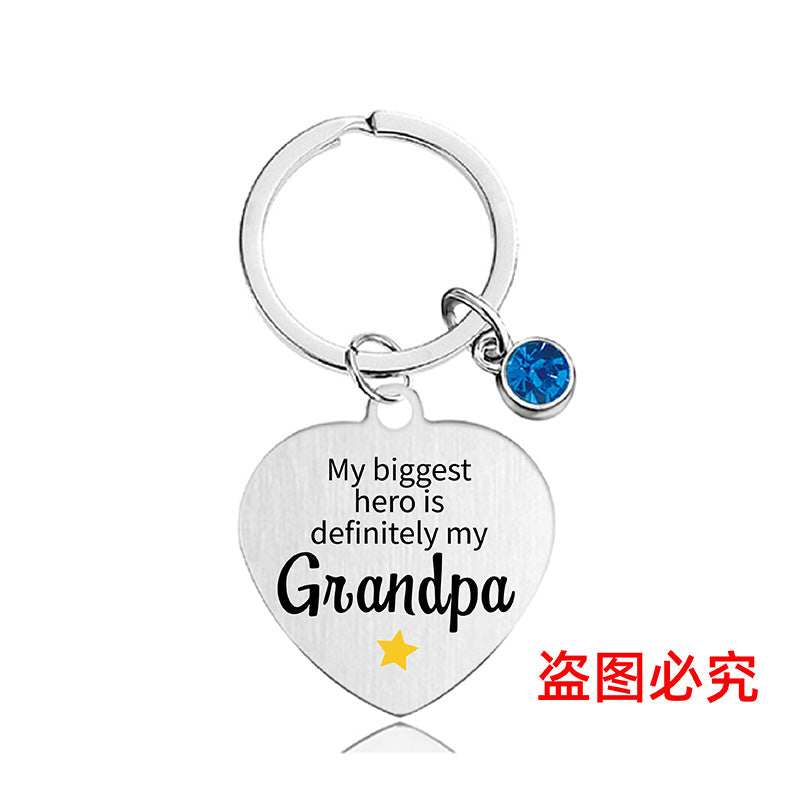 Wholesale Color Printed Blue Diamond Family Affection Inspirational Gift Metal Keychain Creative Keychain ACC-KC-Ganggu022