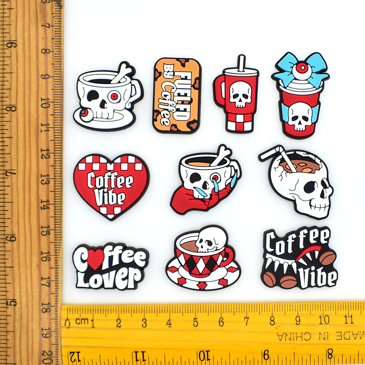 Wholesale Random 100pcs  coffee cup series  PVC Soft Rubber Shoe Buckle Decoration