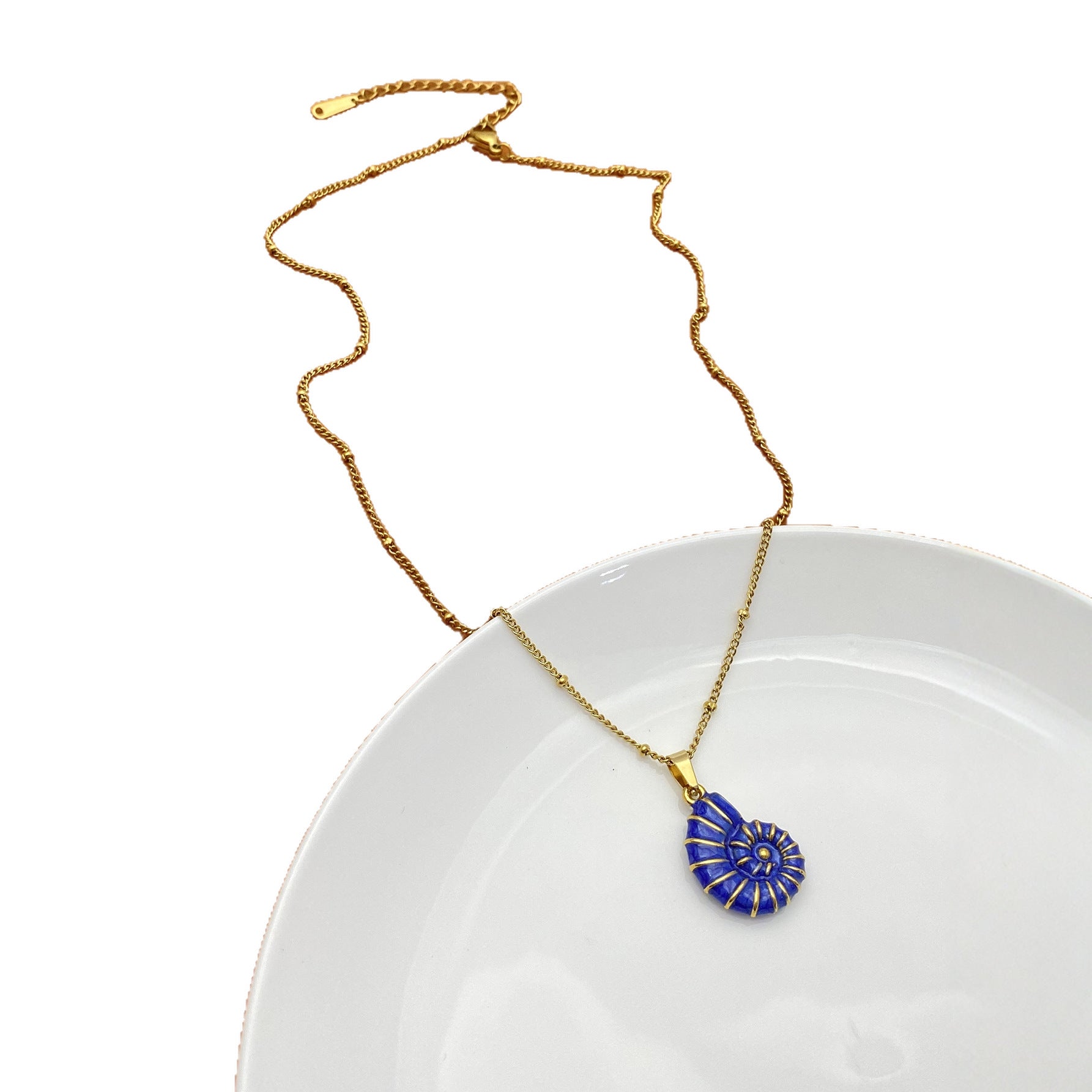 Wholesale Titanium Steel Ocean Series  Oil-Dripping Conch Pendant Necklace