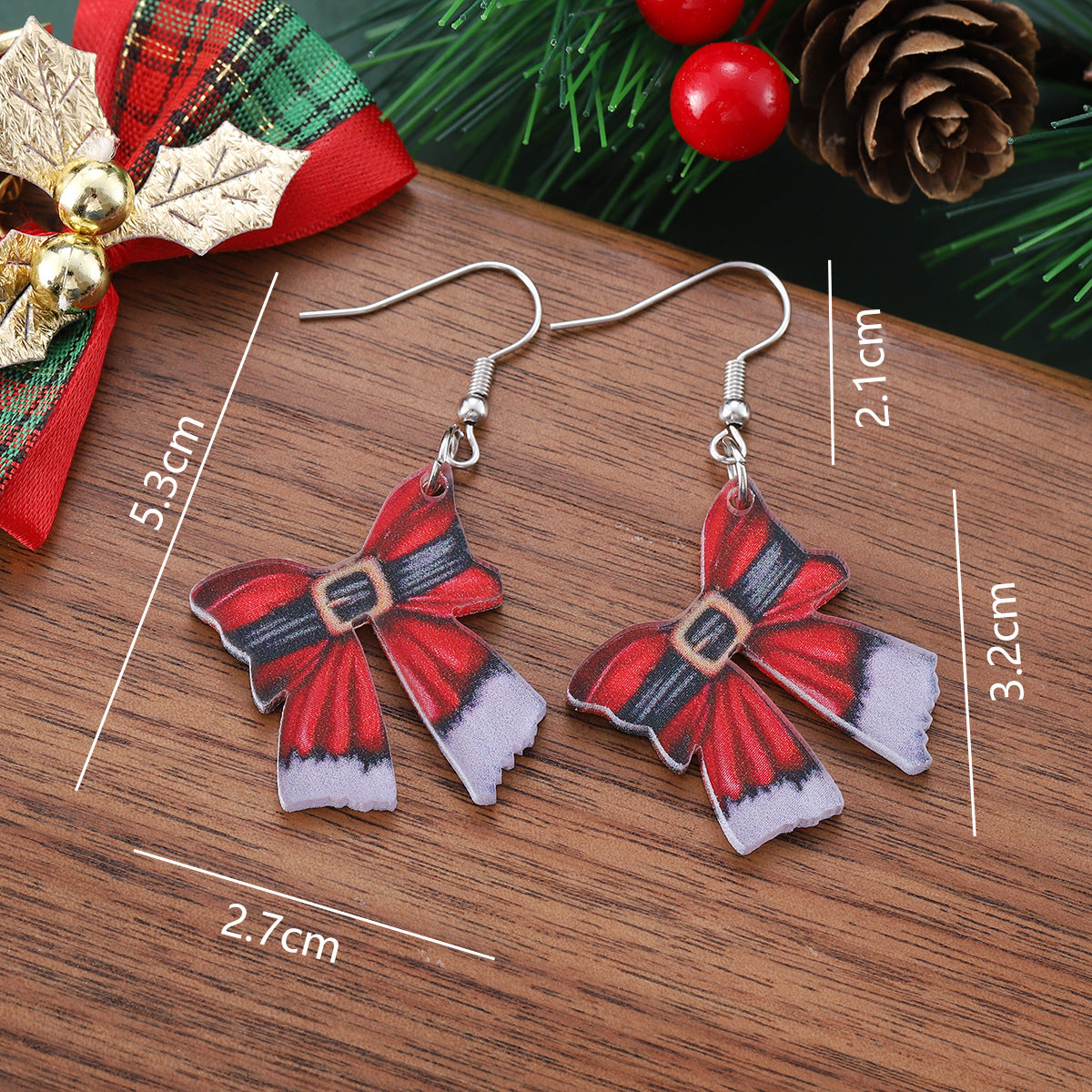 Wholesale  Christmas  Belt Bow Pendant Earrings