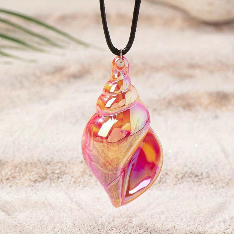 Wholesale  acrylic pink magic conch pendant necklace