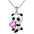 Wholesale cute pink heart-shaped square crystal Zircon panda necklace