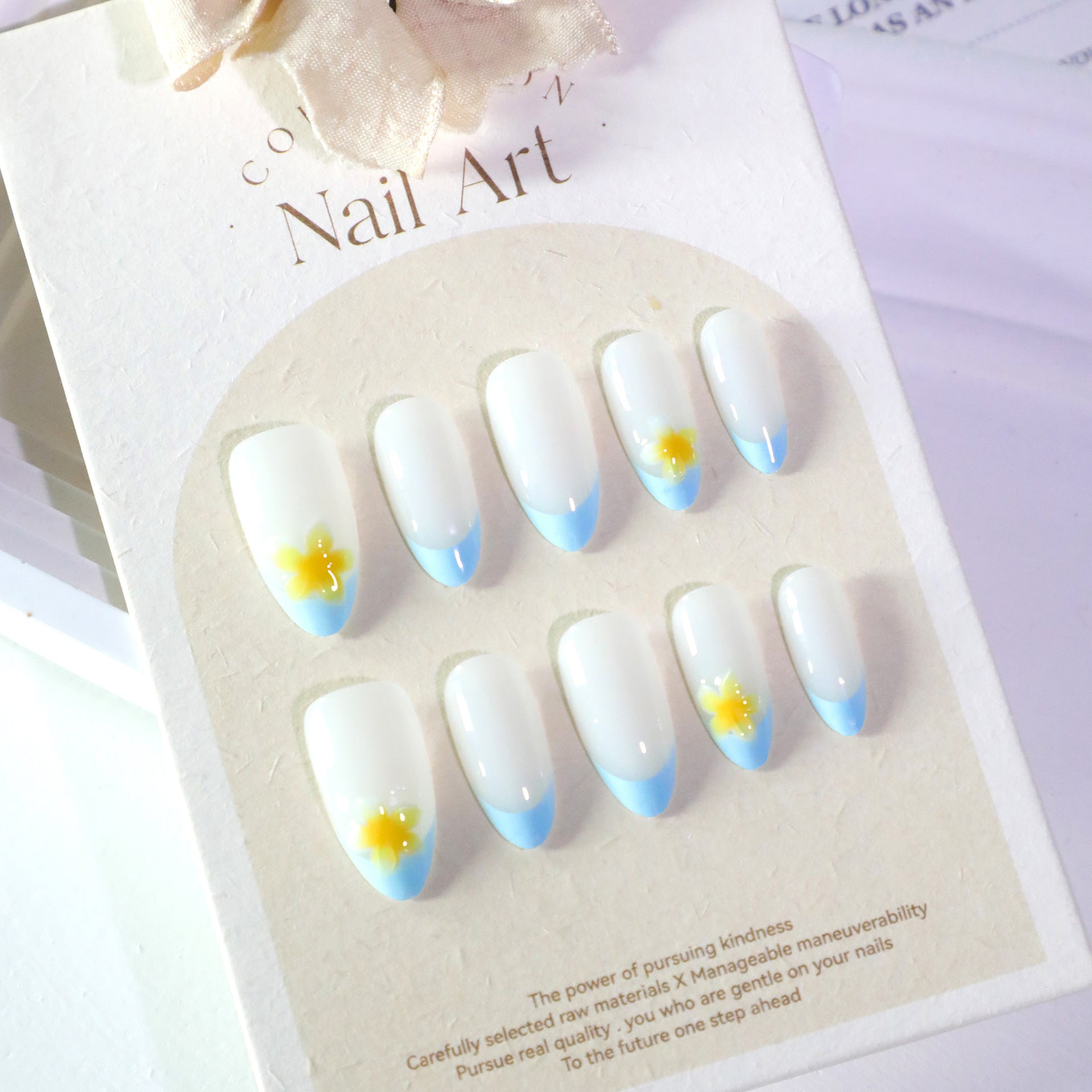 Wholesale 24 Pieces/box 3D Tropical Flowers Nails Kits Nail Stickers
