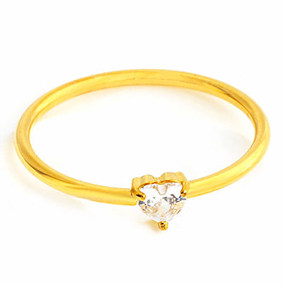 Wholesale 2PCS Titanium steel heart-shaped zircon ring