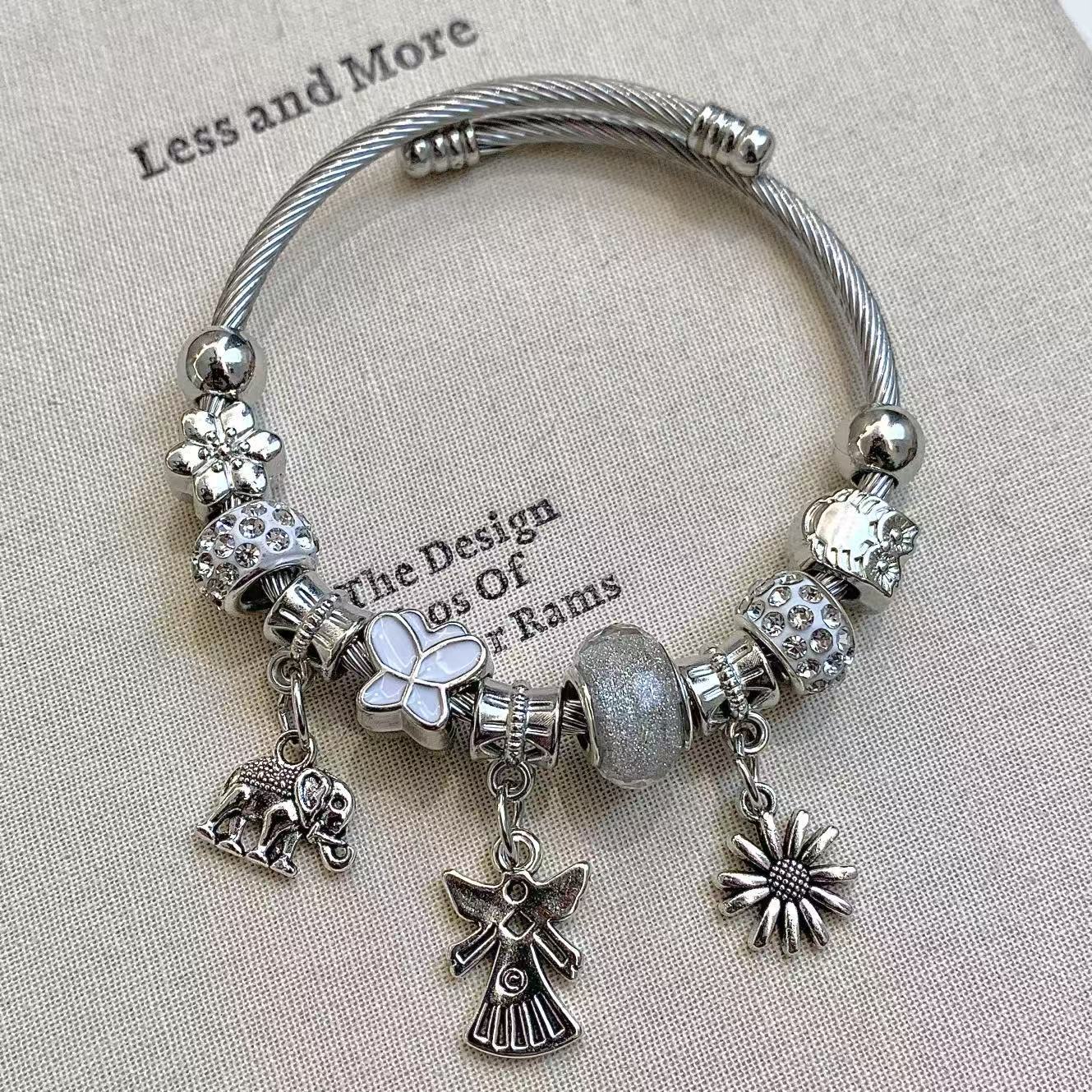 Wholesale DIY Beaded Multi-Element Stainless Steel Rhinestone  Bracelet