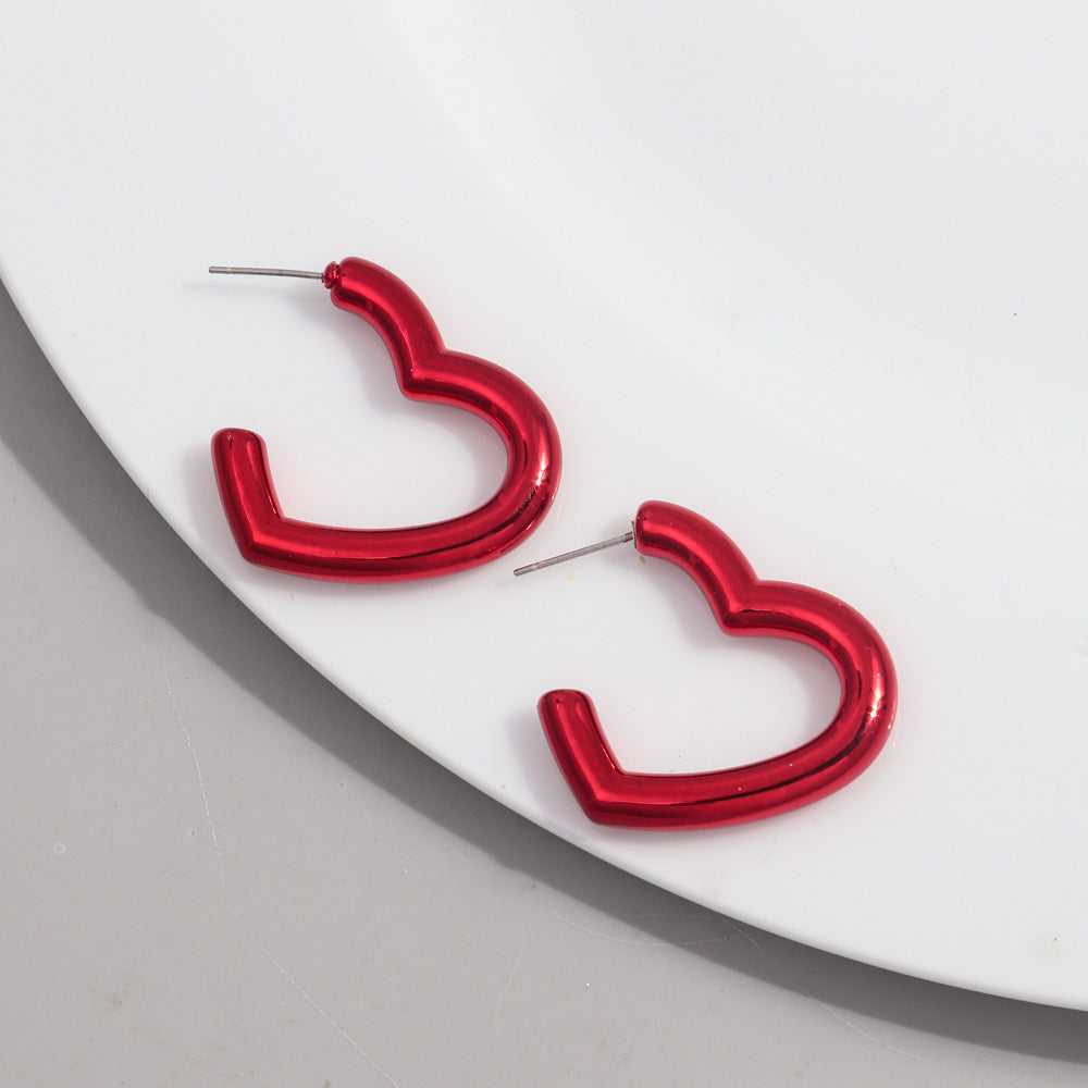 Wholesale Electroplating colorful peach heart acrylic earrings